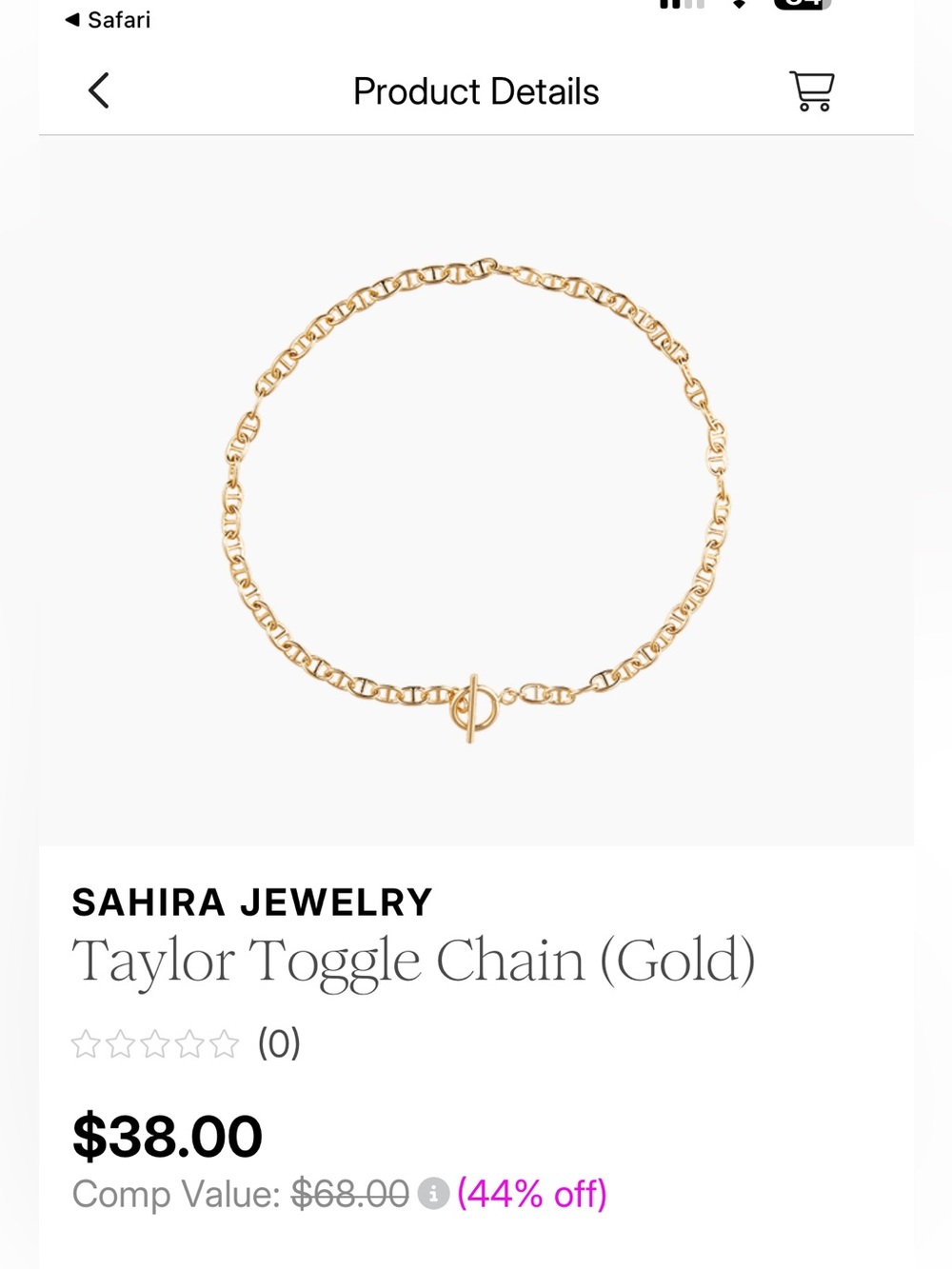 Sahira Gold toggle chain necklace